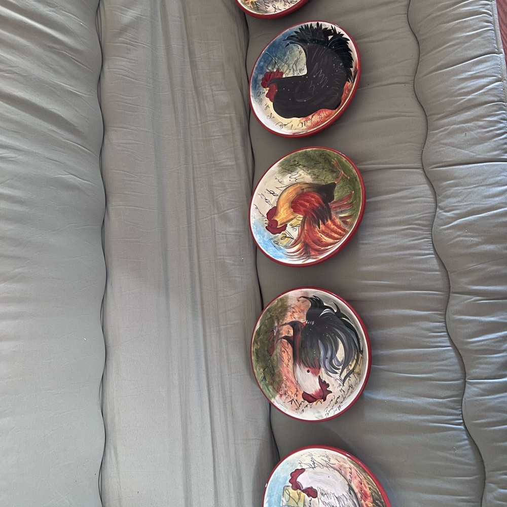 Colorful Rooster Decorative Plates Set